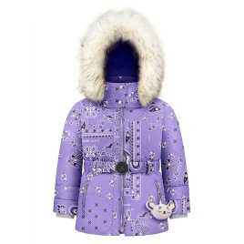 Girls synthetic down ski jacket paisley purple June