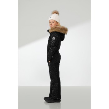 Girls overall embo black with fake fur